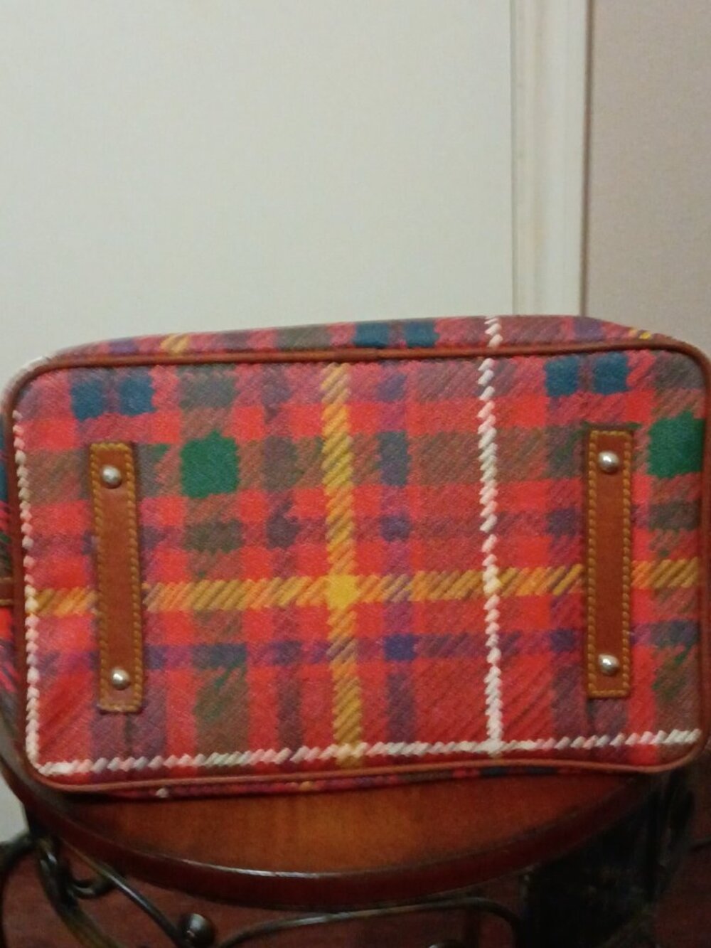 Dooney & Bourke Blakely Red Plaid Tartan Domed Satchel - Picture 9 of 13